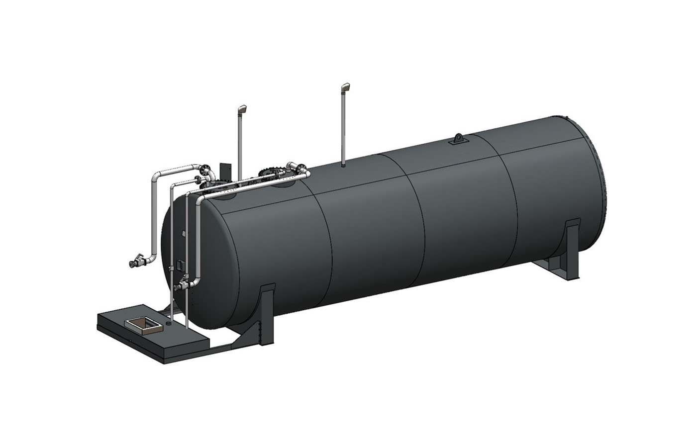Réservoir de stockage d’hydrocarbure aérien avec plateforme de distribution